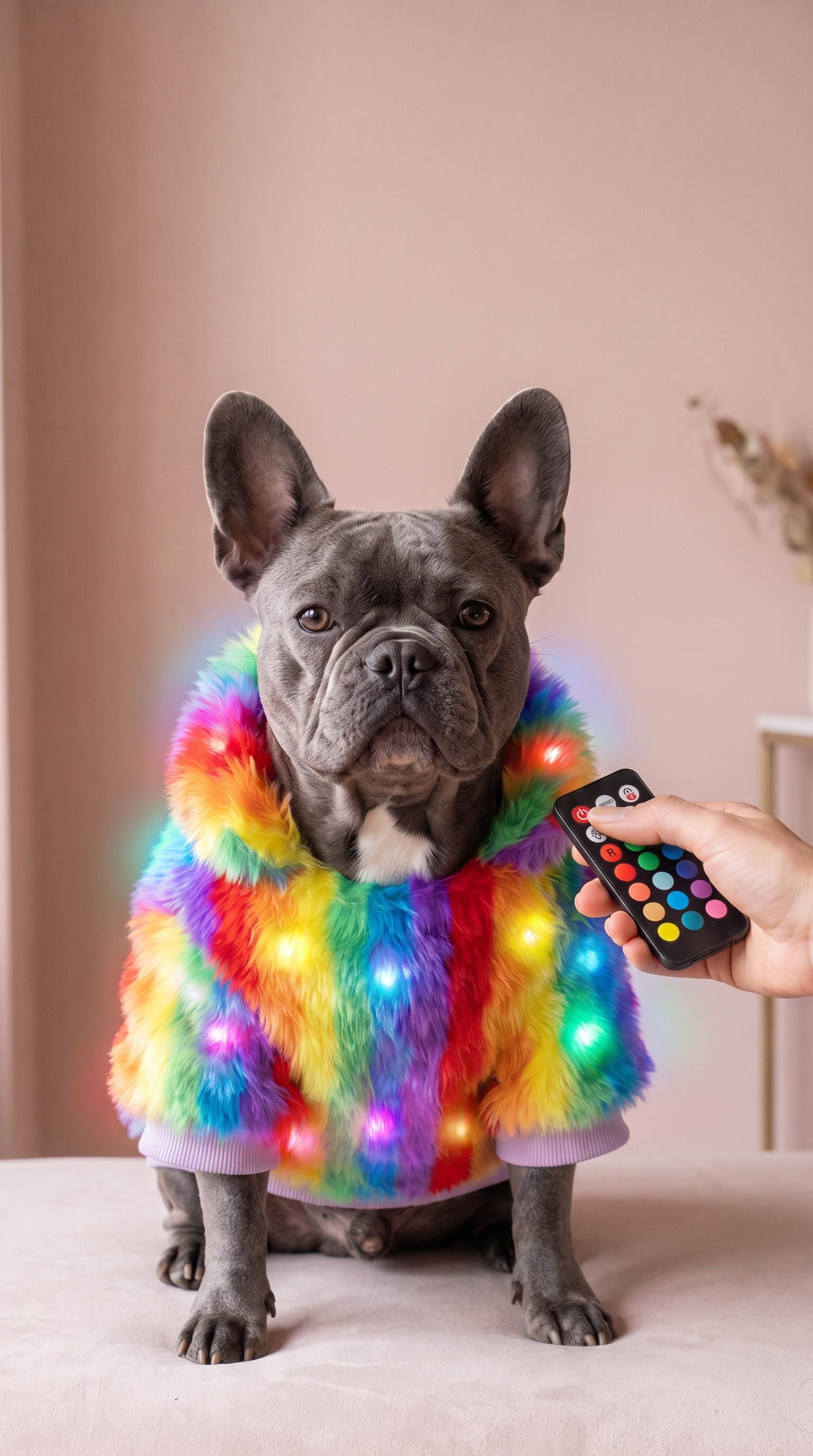 GlowPup LED Rainbow Dog Coat with remote control