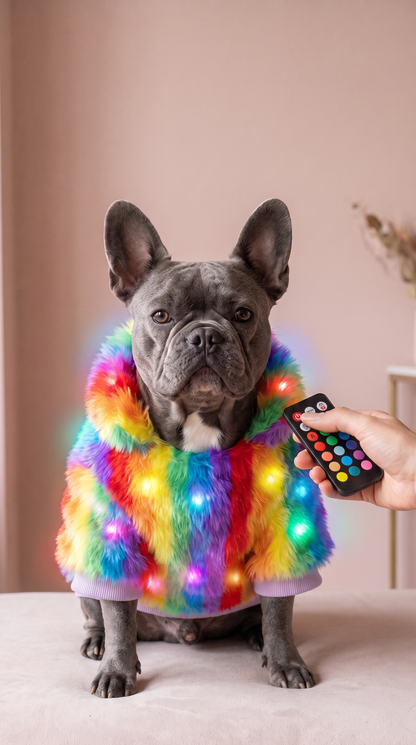 GlowPup LED Rainbow Dog Coat with remote control